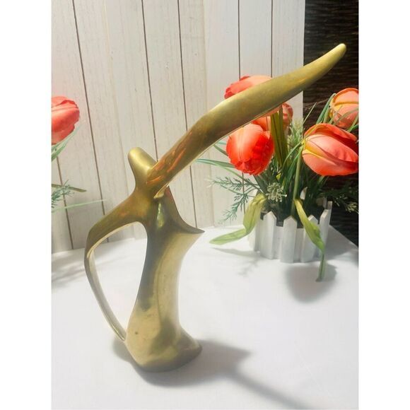 Mid Century Art Deco Bird in Flight Brass Sculpture-RARE - Picture 9 of 13